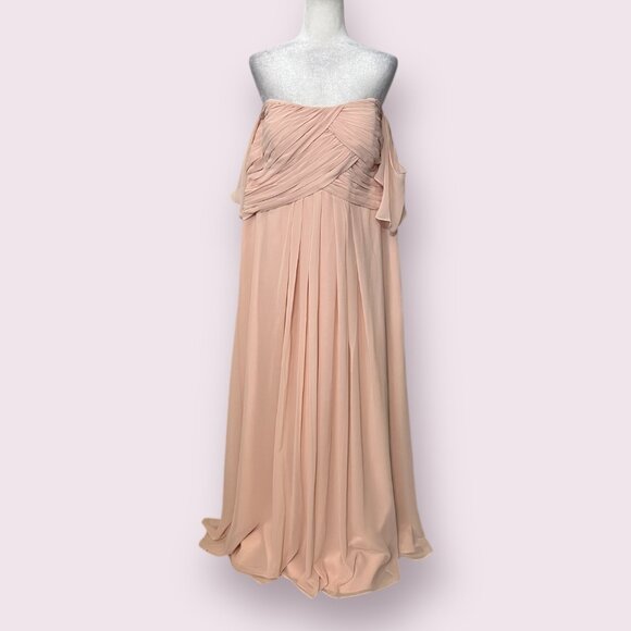 Mori Lee Madeline Gardner Blush Off Shoulder Gown 22W Bridesmaid Formal Plus - Picture 2 of 11